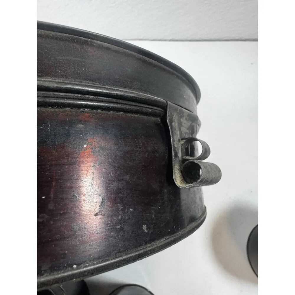 Early Tin Tole Painted Spice Box Kitchen Canister Set Tote